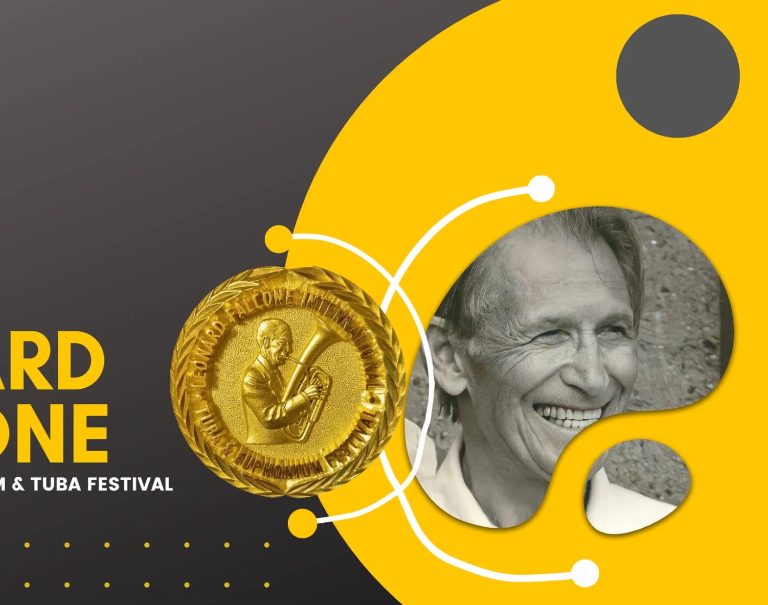 Leonard Falcone International Tuba & Euphonium Festival branding with gold medal